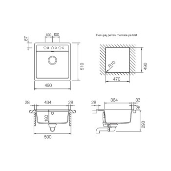 Chiuveta bucatarie Schock Mono N-100S 490 x 510 mm Cristadur Berry, purpuriu roz cu parti vizibile Puro
