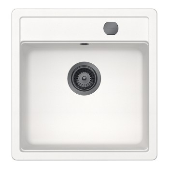 Chiuveta bucatarie Schock Mono N-100S 490 x 510 mm Cristadur Polaris, alb polar cu parti vizibile Gunmetal