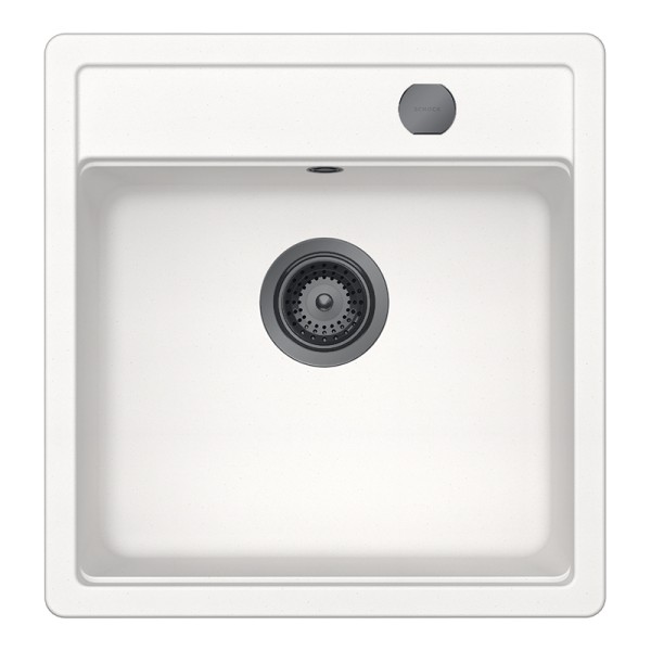 Chiuveta bucatarie Schock Mono N-100S 490 x 510 mm Cristadur Polaris, alb polar cu parti vizibile Gunmetal