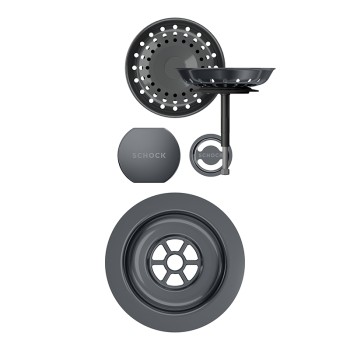 Chiuveta bucatarie Schock Mono N-100S 490 x 510 mm Cristadur Polaris, alb polar cu parti vizibile Gunmetal