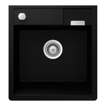 Chiuveta bucatarie Schock Kallio M-100 Cristadur Green Line Night 598 x 630 mm cu sifon, montare modul, negru profund