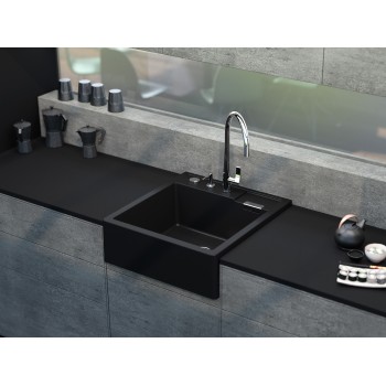 Chiuveta bucatarie Schock Kallio M-100 Cristadur Green Line Night 598 x 630 mm cu sifon, montare modul, negru profund