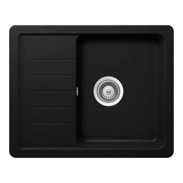 Chiuveta bucatarie Schock Toledo D-100XS Cristadur Puro 620 x 500 mm, reversibila, montare pe blat, negru intens