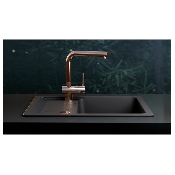Chiuveta bucatarie Schock Toledo D-100XS Cristadur Puro 620 x 500 mm, reversibila, montare pe blat, negru intens