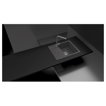 Chiuveta bucatarie Schock Toledo D-100XS Cristadur Puro 620 x 500 mm, reversibila, montare pe blat, negru intens