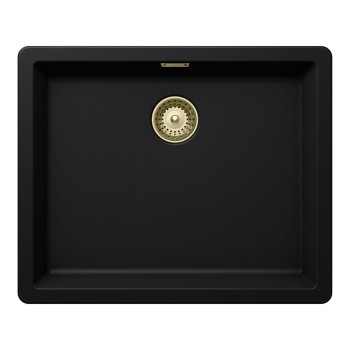 Chiuveta bucatarie Schock Greenwich N-100L 556 x 456 mm Cristadur Puro, negru intens cu parti vizibile White Gold