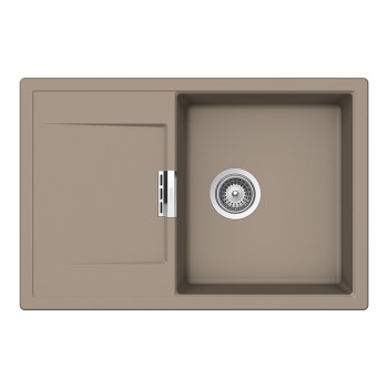 Chiuveta bucatarie Schock Mono D-100 Cristadur Green Line Twilight 765 x 510 mm, reversibila, montare pe blat, gri taupe