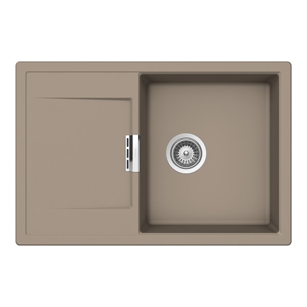 Chiuveta bucatarie Schock Mono D-100 Cristadur Green Line Twilight 765 x 510 mm, reversibila, montare pe blat, gri taupe