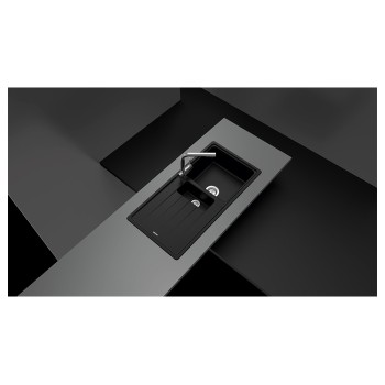 Chiuveta bucatarie Schock Element D-150 Cristalite Vanilla 1000 x 500 mm, reversibila, montare pe blat, bej deschis