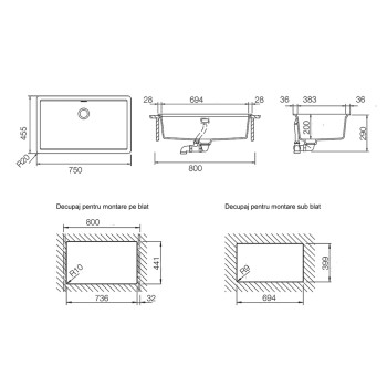 Chiuveta bucatarie Schock Greenwich N-100XL 750 x 456 mm Cristadur Polaris, alb polar cu parti vizibile Puro