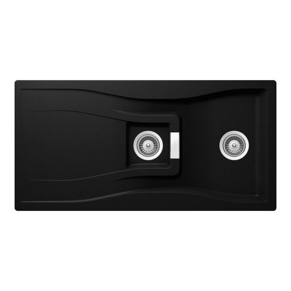 Chiuveta bucatarie Schock Waterfall D-150 Cristadur Puro 1000 x 500 mm, reversibila, montare pe blat, negru intens
