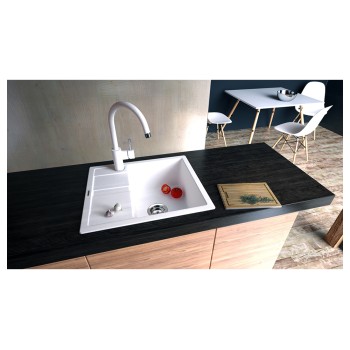 Chiuveta bucatarie Schock Ronda D-100 Cristalite Vanilla 580 x 500 mm, reversibila, montare pe blat, bej deschis