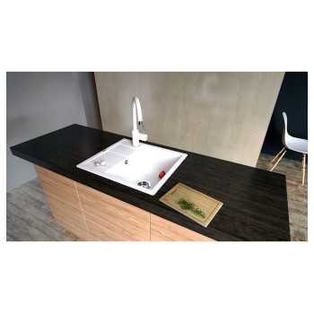 Chiuveta bucatarie Schock Ronda D-100 Cristalite Vanilla 580 x 500 mm, reversibila, montare pe blat, bej deschis