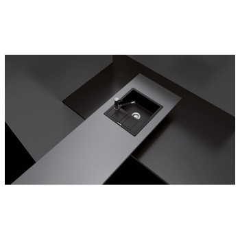 Chiuveta bucatarie Schock Ronda D-100 Cristalite Vanilla 580 x 500 mm, reversibila, montare pe blat, bej deschis