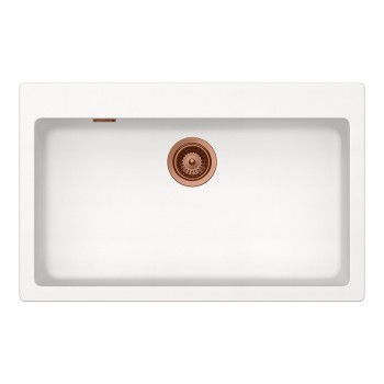 Chiuveta bucatarie Schock Signus N-100XL 790 x 500 mm Cristadur Polaris, alb polar cu parti vizibile Cupru