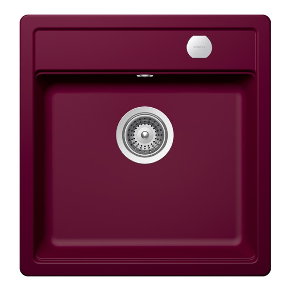 Chiuveta bucatarie Schock Mono N-100S Cristadur Berry 490 x 510 mm cu sifon, compozit granit, montare pe blat, purpuriu roz