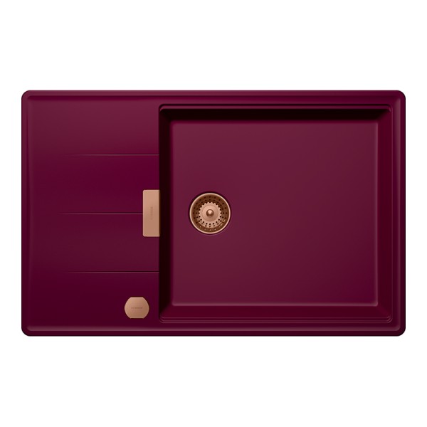 Chiuveta bucatarie Schock Tia D-100LS 780 x 500 mm Cristadur Berry, purpuriu roz cu parti vizibile Cupru