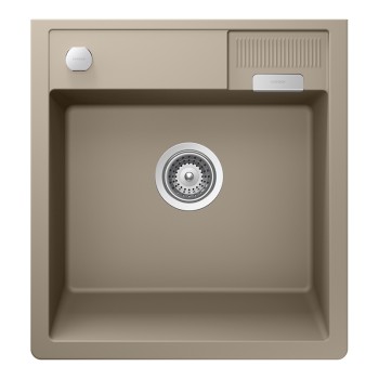 Chiuveta bucatarie Schock Kallio M-100 Cristadur Green Line Twilight 598 x 630 mm cu sifon, montare modul, gri taupe