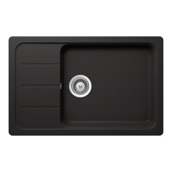 Chiuveta bucatarie Schock Formhaus D-100LS Cristalite Nero 780 x 500 mm, compozit granit, reversibila, montare pe blat, negru