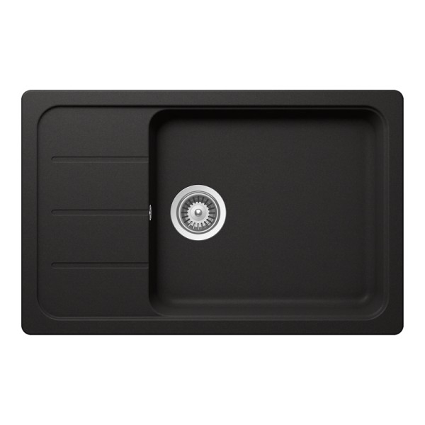 Chiuveta bucatarie Schock Formhaus D-100LS Cristalite Nero 780 x 500 mm, compozit granit, reversibila, montare pe blat, negru