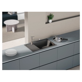 Chiuveta bucatarie Schock Formhaus D-100LS Cristalite Nero 780 x 500 mm, compozit granit, reversibila, montare pe blat, negru
