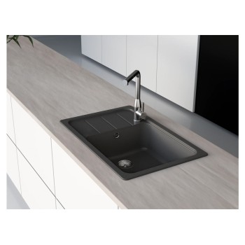 Chiuveta bucatarie Schock Formhaus D-100LS Cristalite Nero 780 x 500 mm, compozit granit, reversibila, montare pe blat, negru