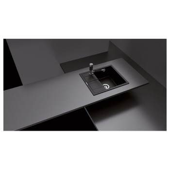 Chiuveta bucatarie Schock Ronda D-100 Cristalite Sabbia 580 x 500 mm, compozit granit, reversibila, montare pe blat, nisip