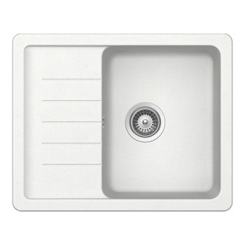 Chiuveta bucatarie Schock Pinedo D-100XS Cristalite Alpina 620 x 500 mm, compozit granit, reversibila, montare pe blat, alb