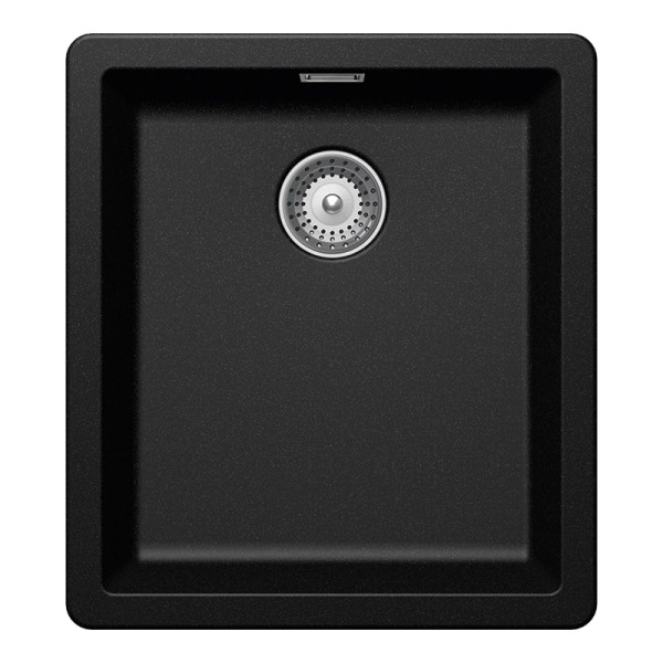 Chiuveta bucatarie Schock Greenwich N-100S Cristadur Negru mineral (Magma) 406 x 456 mm, montare pe/sub blat, negru metalizat
