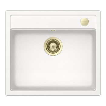 Chiuveta bucatarie Schock Mono N-100 570 x 510 mm Cristadur Polaris, alb polar cu parti vizibile White Gold