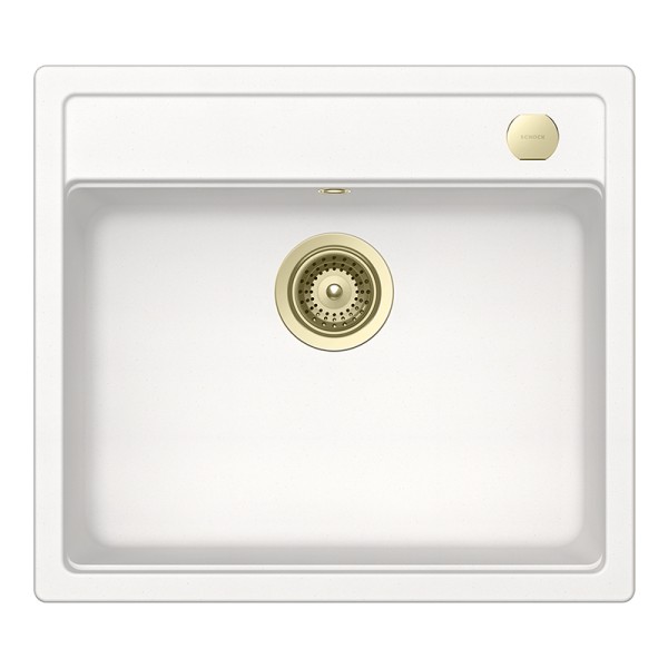 Chiuveta bucatarie Schock Mono N-100 570 x 510 mm Cristadur Polaris, alb polar cu parti vizibile White Gold