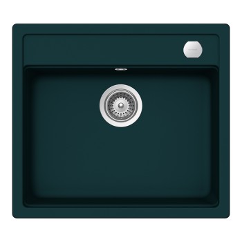 Chiuveta bucatarie Schock Mono N-100 Cristadur Green Line Ivy 570 x 510 mm cu sifon, montare pe blat, verde inchis intens