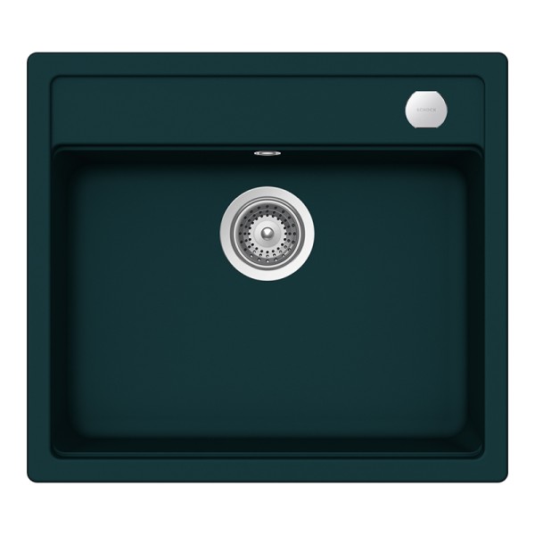 Chiuveta bucatarie Schock Mono N-100 Cristadur Green Line Ivy 570 x 510 mm cu sifon, montare pe blat, verde inchis intens