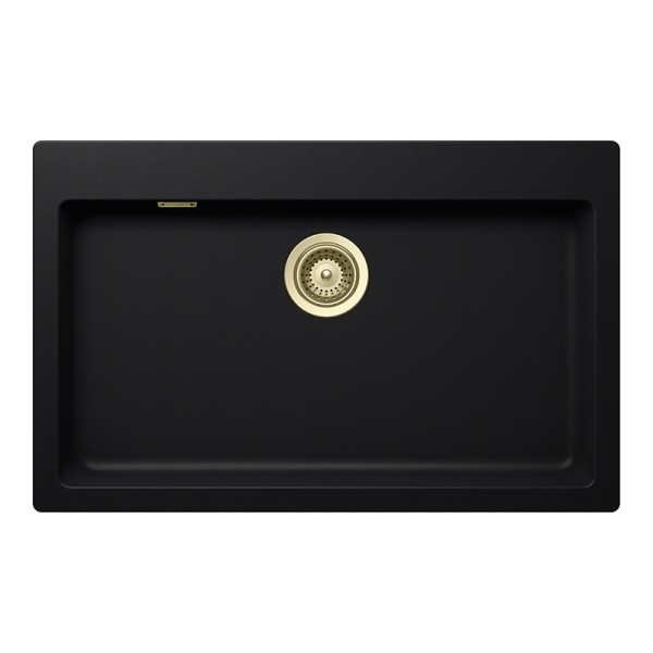 Chiuveta bucatarie Schock Signus N-100XL 790 x 500 mm Cristadur Puro, negru intens cu parti vizibile White Gold