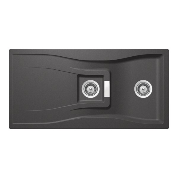 Chiuveta bucatarie Schock Waterfall D-150 Cristadur Stone 1000 x 500 mm, reversibila, montare pe blat, gri piatra