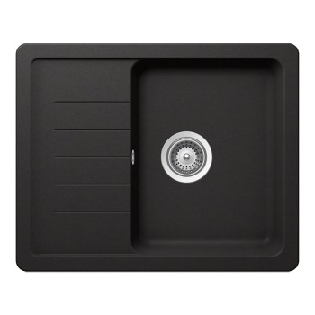 Chiuveta bucatarie Schock Pinedo D-100XS Cristalite Nero 620 x 500 mm, compozit granit, reversibila, montare pe blat, negru