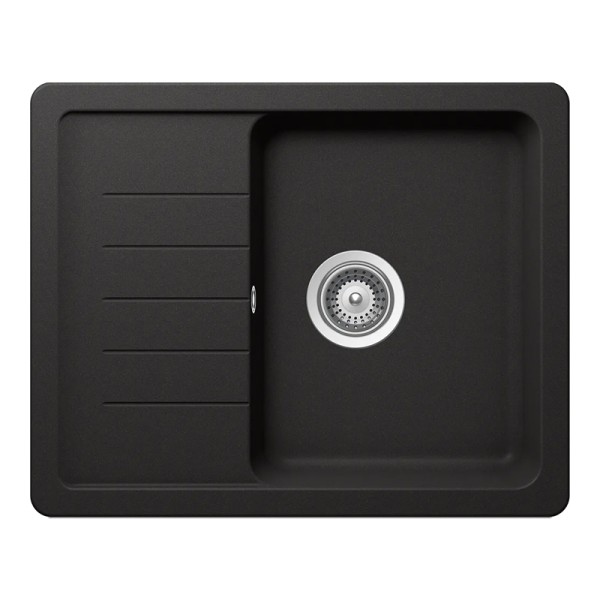 Chiuveta bucatarie Schock Pinedo D-100XS Cristalite Nero 620 x 500 mm, compozit granit, reversibila, montare pe blat, negru