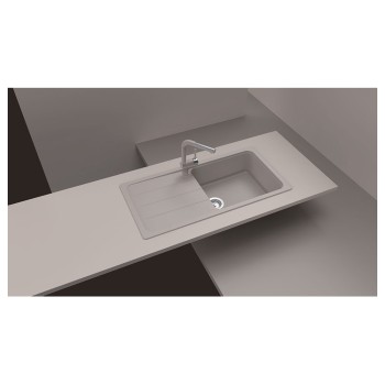 Chiuveta bucatarie Schock Formhaus D-100L Cristalite Vanilla 1000 x 500 mm, reversibila, montare pe blat, bej deschis