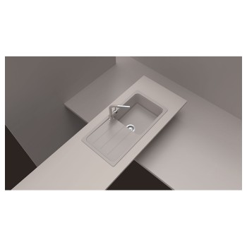 Chiuveta bucatarie Schock Formhaus D-100L Cristalite Vanilla 1000 x 500 mm, reversibila, montare pe blat, bej deschis