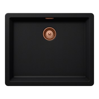 Chiuveta bucatarie Schock Greenwich N-100L 556 x 456 mm Cristadur Puro, negru intens cu parti vizibile Cupru