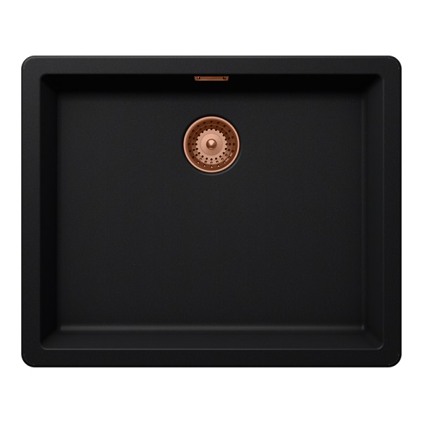 Chiuveta bucatarie Schock Greenwich N-100L 556 x 456 mm Cristadur Puro, negru intens cu parti vizibile Cupru