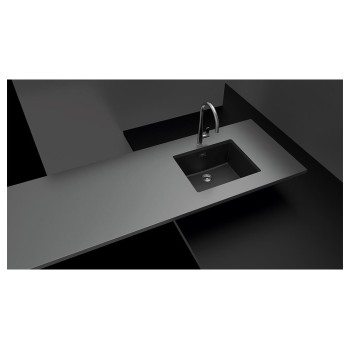 Chiuveta bucatarie Schock Greenwich N-100L 556 x 456 mm Cristadur Puro, negru intens cu parti vizibile Cupru