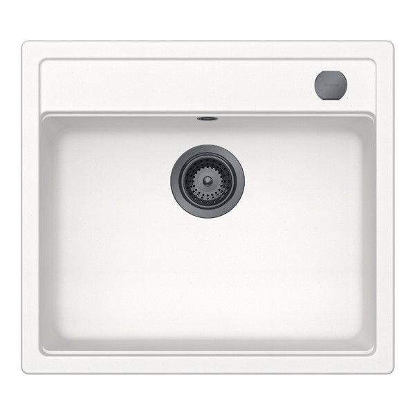 Chiuveta bucatarie Schock Mono N-100 570 x 510 mm Cristadur Polaris, alb polar cu parti vizibile Gunmetal