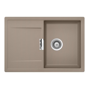 Chiuveta bucatarie Schock Mono D-100S Cristadur Green Line Twilight 740 x 510 mm, reversibila, montare pe blat, gri taupe
