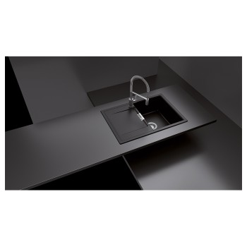 Chiuveta bucatarie Schock Mono D-100S Cristadur Green Line Twilight 740 x 510 mm, reversibila, montare pe blat, gri taupe