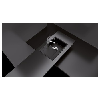 Chiuveta bucatarie Schock Mono D-100S Cristadur Green Line Twilight 740 x 510 mm, reversibila, montare pe blat, gri taupe