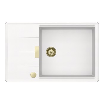 Chiuveta bucatarie Schock Tia D-100LS 780 x 500 mm Cristadur Polaris, alb polar cu parti vizibile White Gold