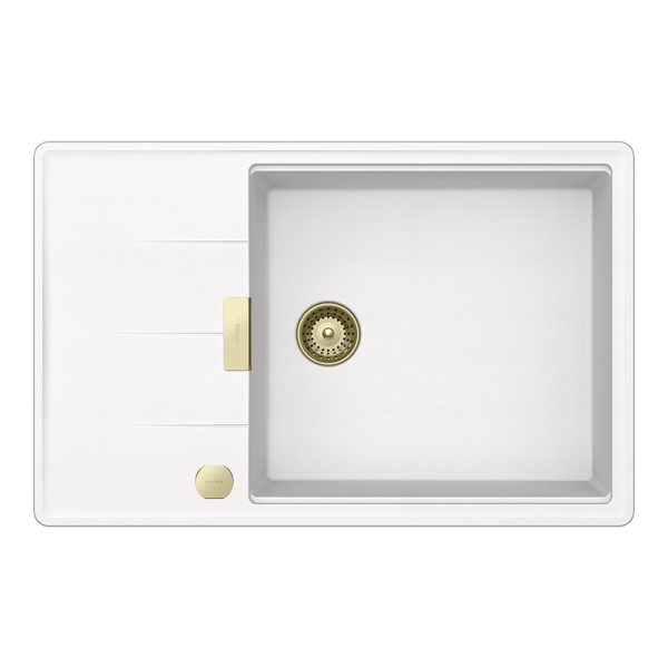 Chiuveta bucatarie Schock Tia D-100LS 780 x 500 mm Cristadur Polaris, alb polar cu parti vizibile White Gold