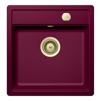 Chiuveta bucatarie Schock Mono N-100S 490 x 510 mm Cristadur Berry, purpuriu roz cu parti vizibile White Gold