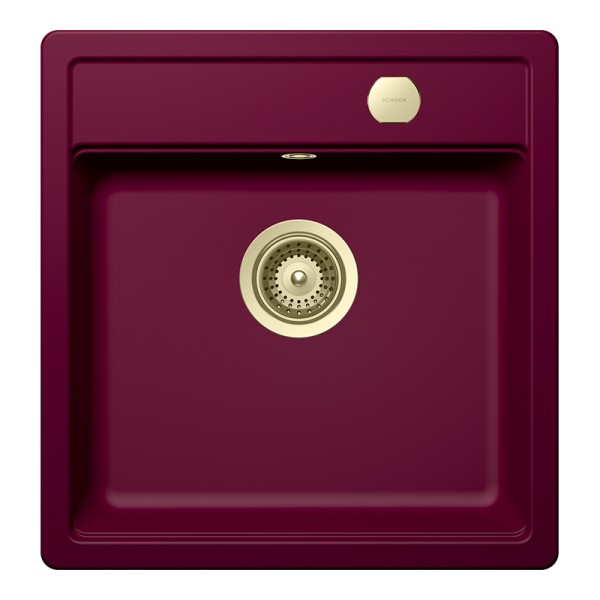 Chiuveta bucatarie Schock Mono N-100S 490 x 510 mm Cristadur Berry, purpuriu roz cu parti vizibile White Gold